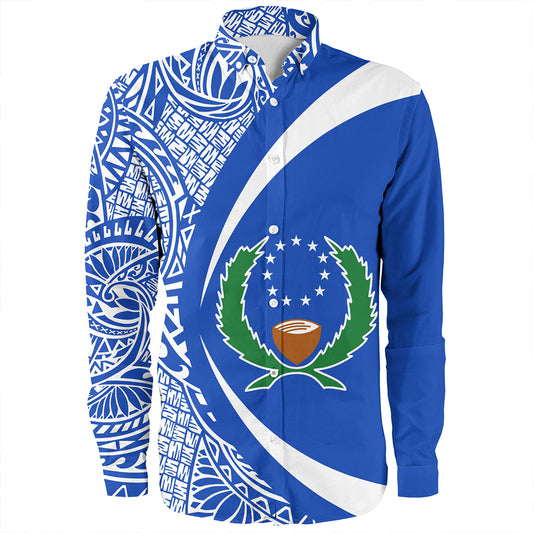 Pohnpei Long Sleeve Shirt Coat Of Arm Lauhala Circle