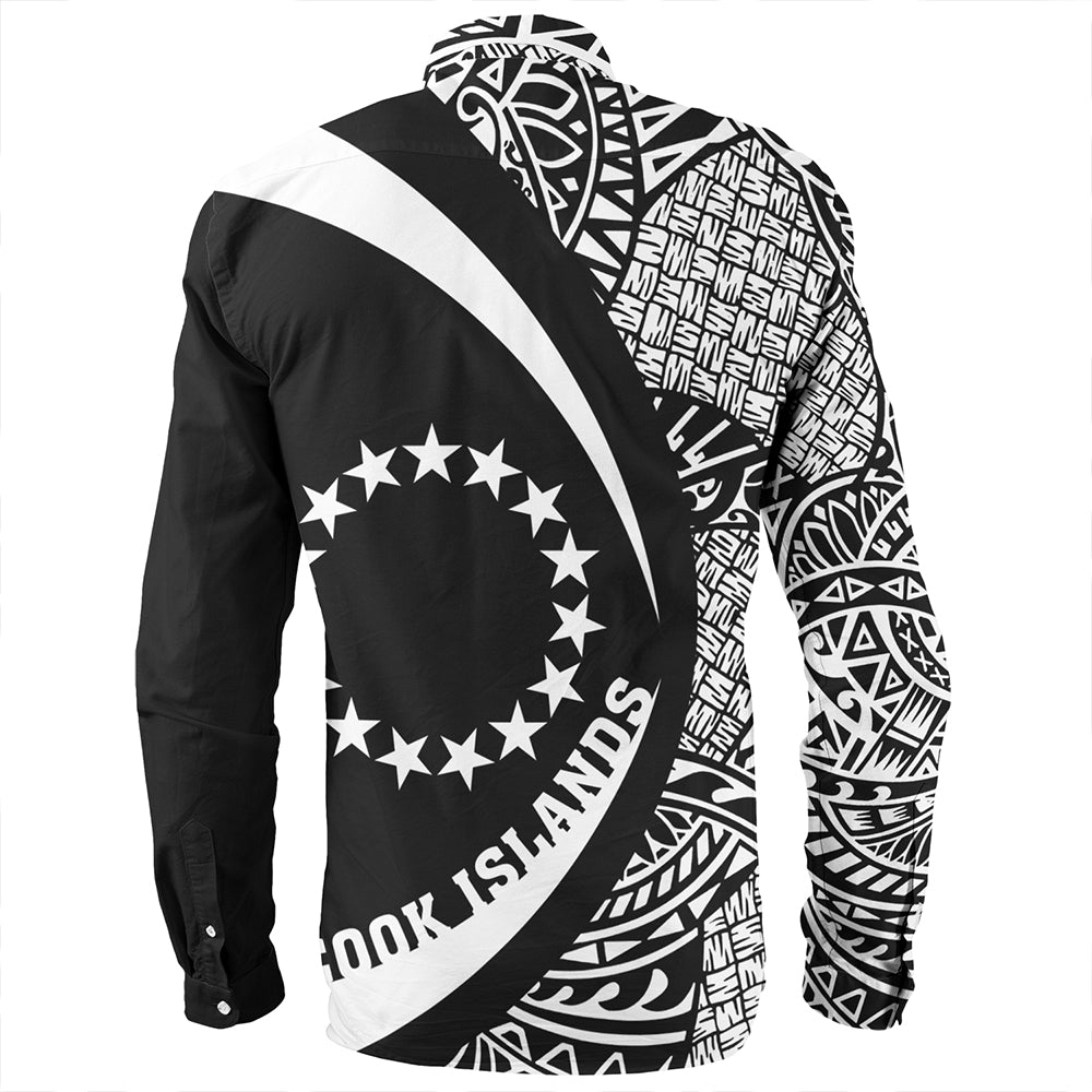Cook Islands Long Sleeve Shirt Coat Of Arm Lauhala White Circle