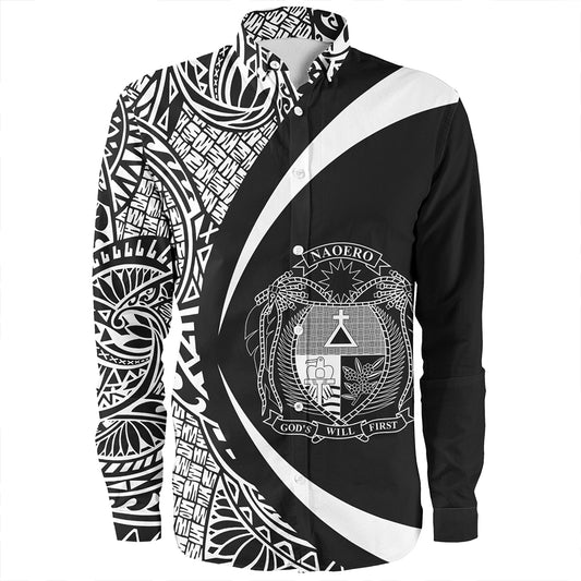 Nauru Long Sleeve Shirt Coat Of Arm Lauhala White Circle