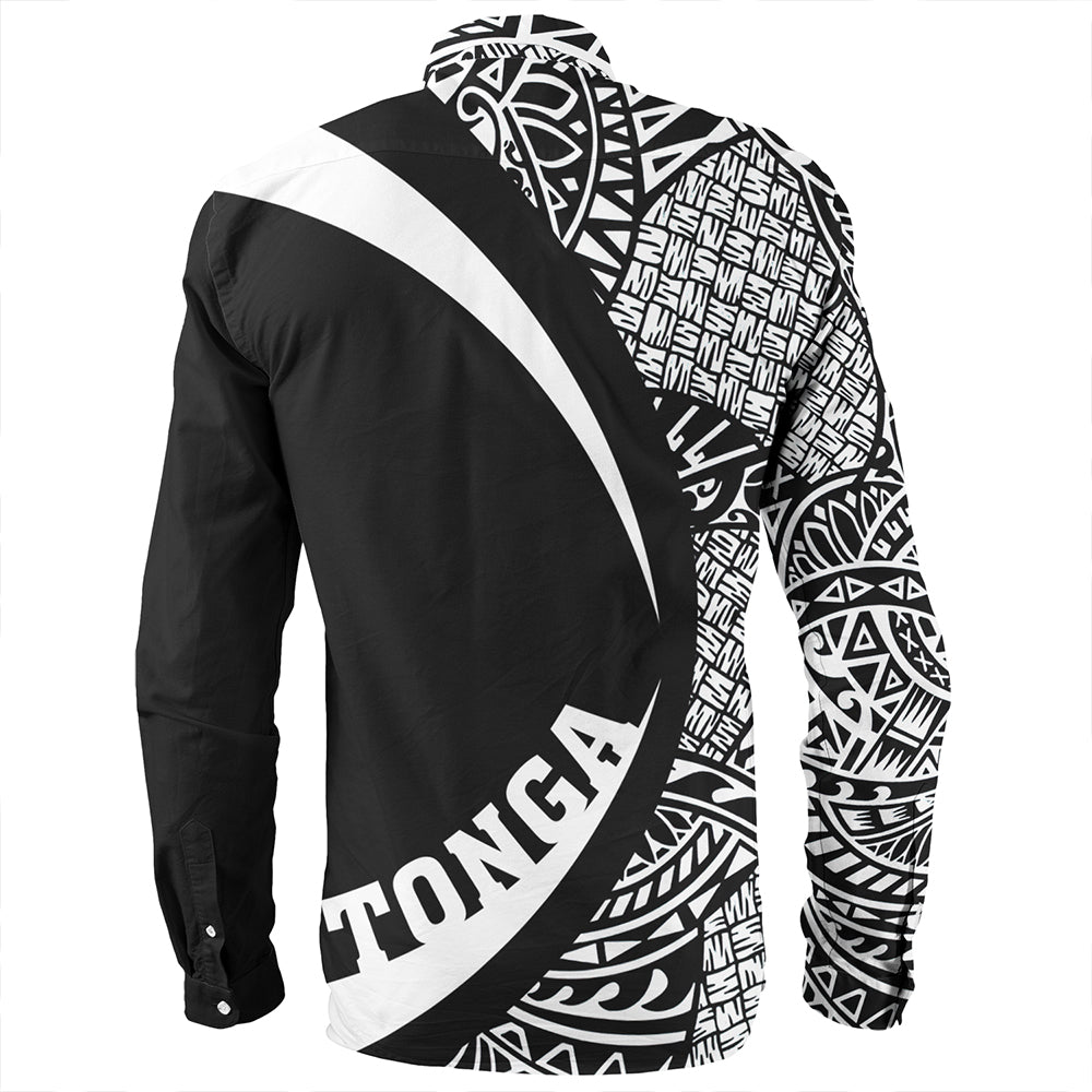 Tonga Long Sleeve Shirt Coat Of Arm Lauhala White Ver 2 Circle