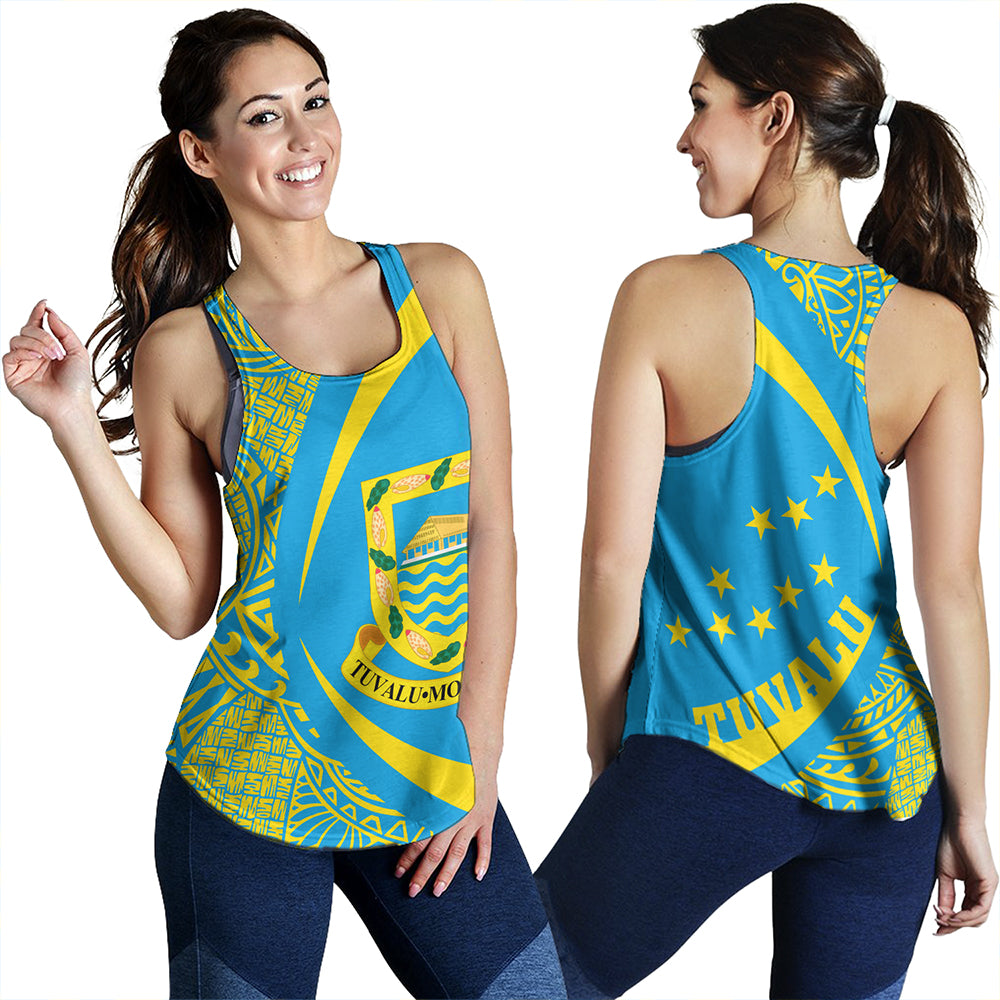 Tuvalu Women Tank Coat Of Arm Lauhala Circle