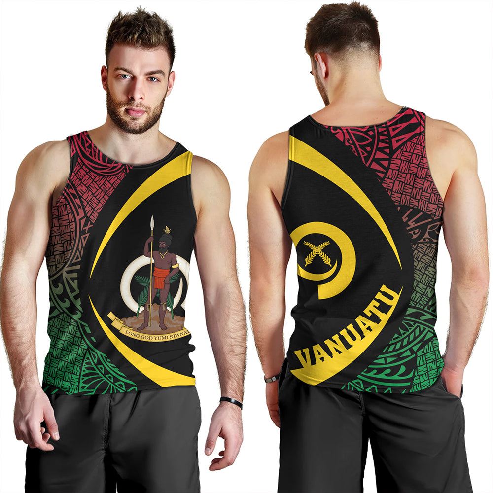 Vanuatu Tank Top Coat Of Arm Lauhala Circle