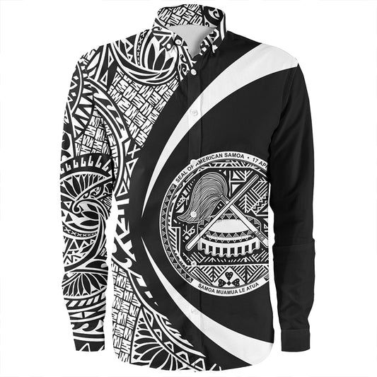 Samoa Long Sleeve Shirt American Samoa Coat Of Arm Lauhala White Circle