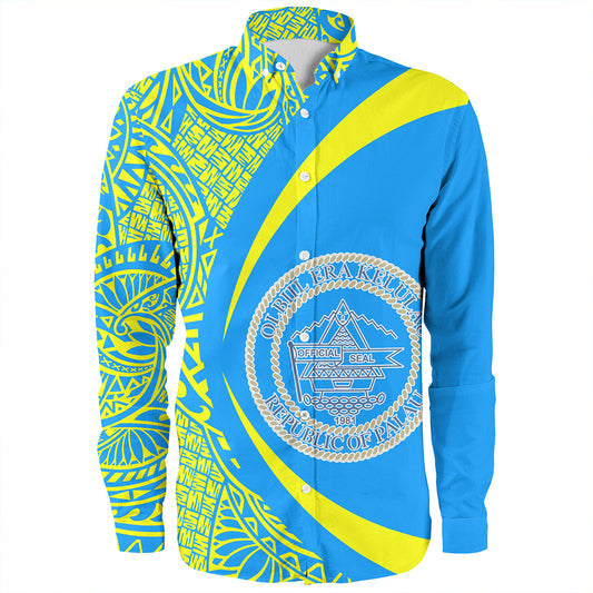 Palau Long Sleeve Shirt Coat Of Arm Lauhala Circle