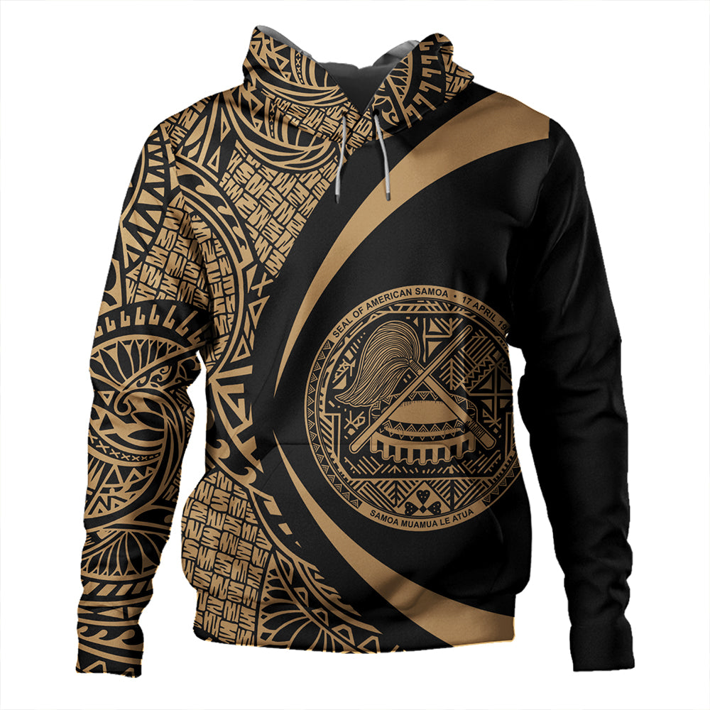 Samoa Hoodie American Samoa Coat Of Arm Lauhala Gold Circle