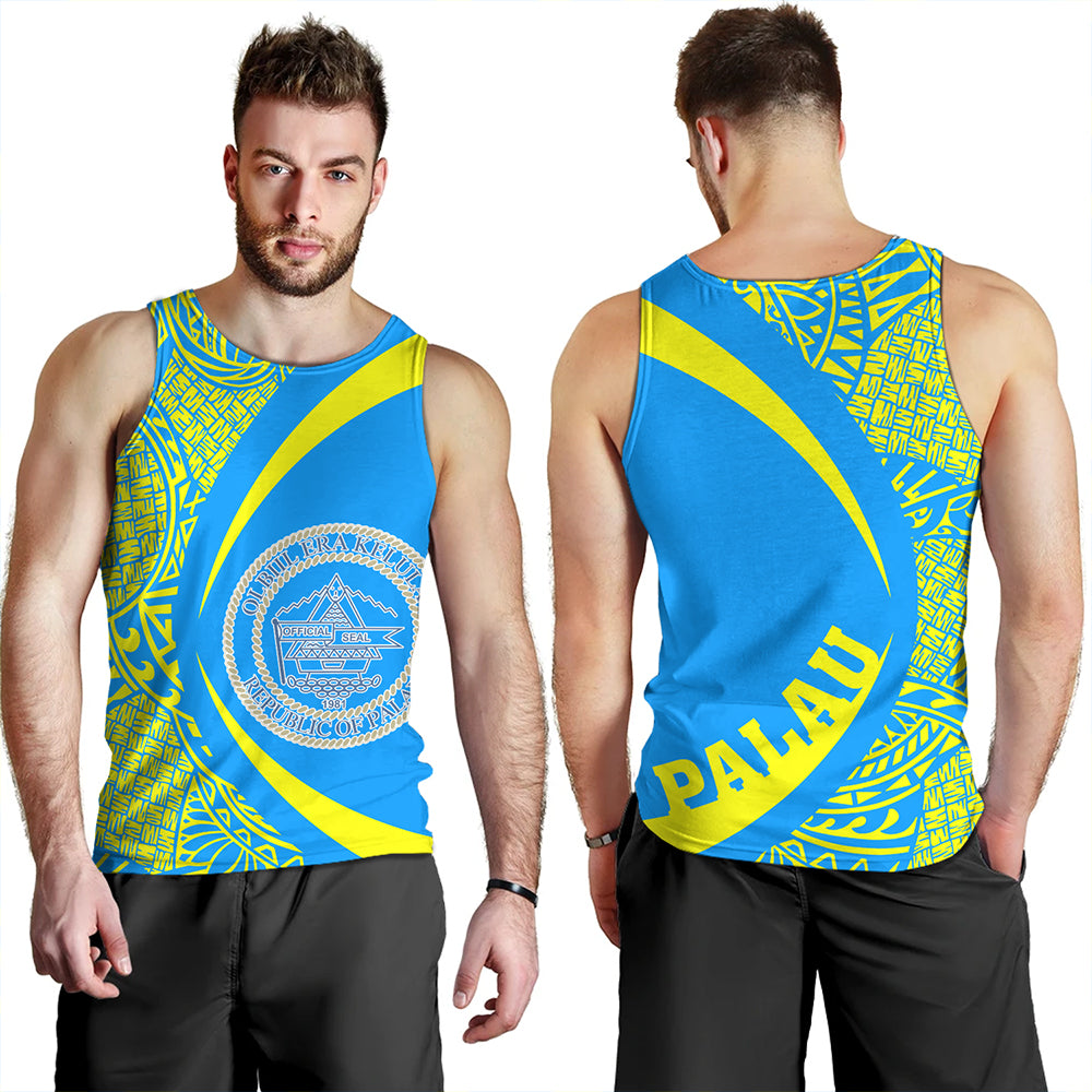 Palau Tank Top Coat Of Arm Lauhala Circle