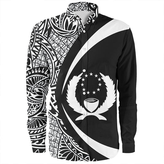 Pohnpei Long Sleeve Shirt Coat Of Arm Lauhala White Circle
