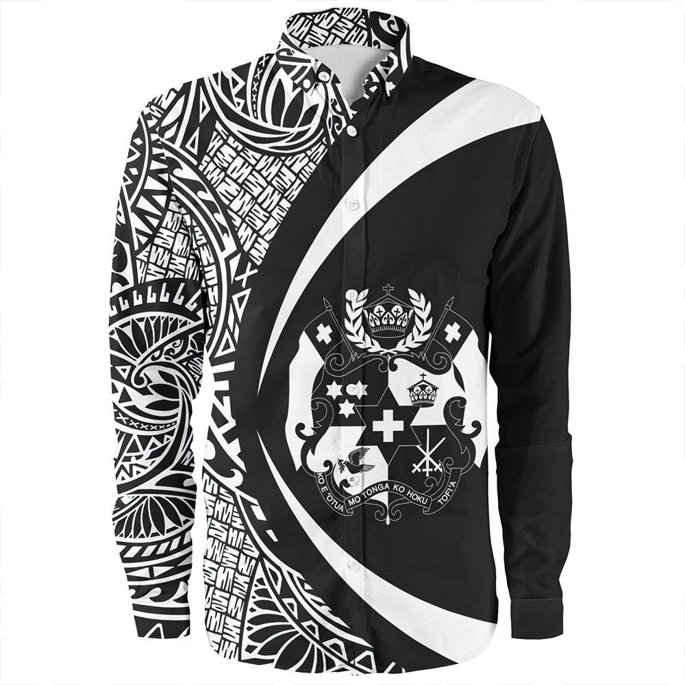 Tonga Long Sleeve Shirt Coat Of Arm Lauhala White Circle