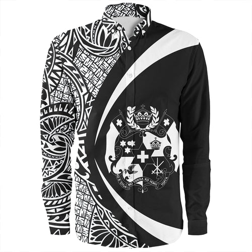 Tonga Long Sleeve Shirt Coat Of Arm Lauhala White Circle