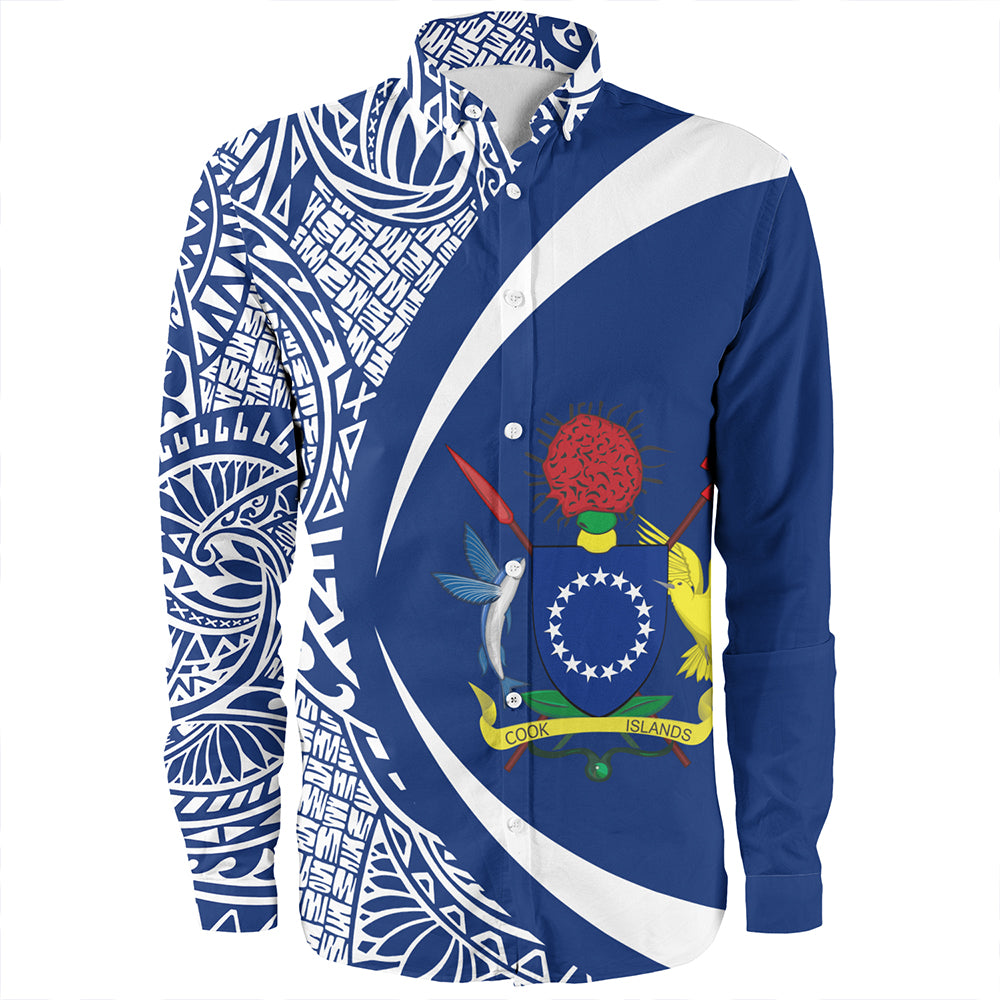 Cook Islands Long Sleeve Shirt Coat Of Arm Lauhala Circle