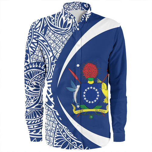 Cook Islands Long Sleeve Shirt Coat Of Arm Lauhala Circle