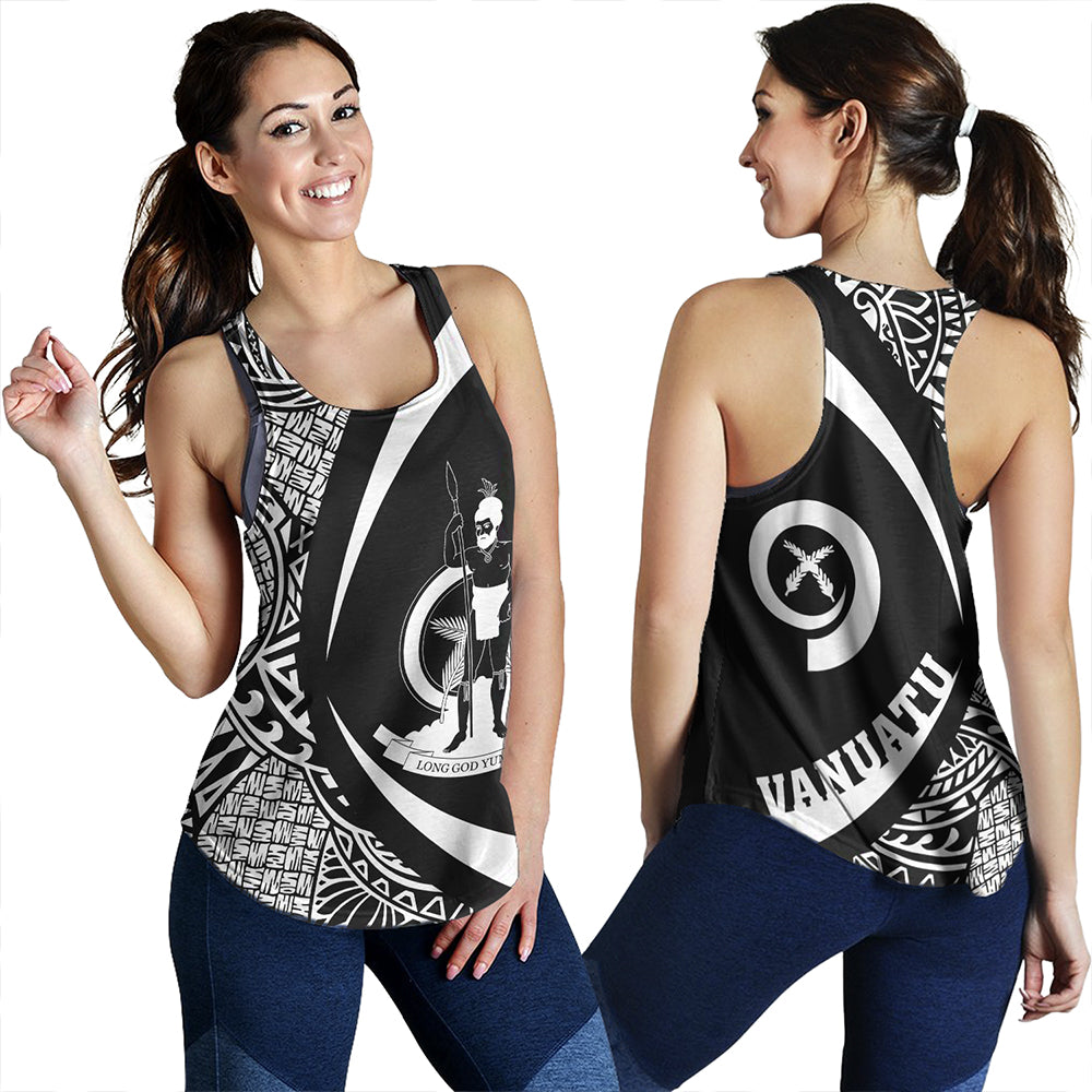 Vanuatu Women Tank Coat Of Arm Lauhala White Circle