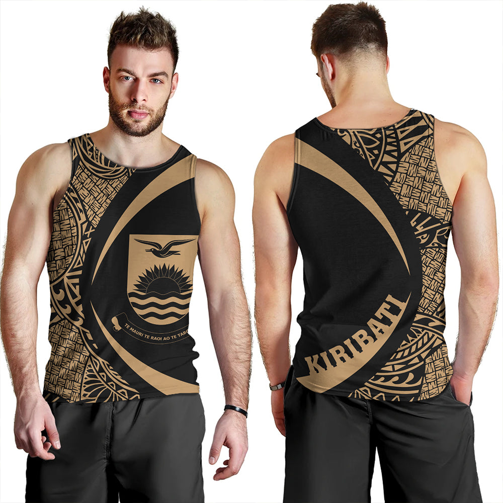 Kiribati Tank Top Coat Of Arm Lauhala Gold Circle