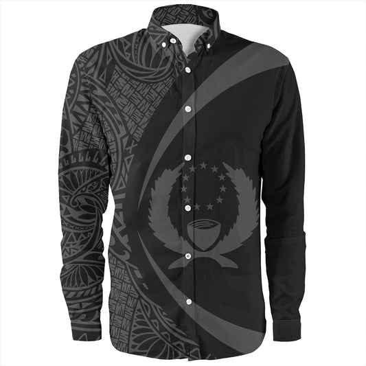 Pohnpei Long Sleeve Shirt Coat Of Arm Lauhala Gray Circle