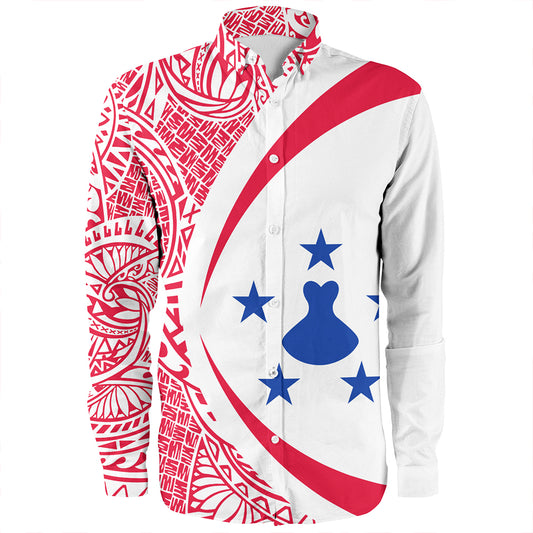 Austral Islands Long Sleeve Shirt Coat Of Arm Lauhala Circle