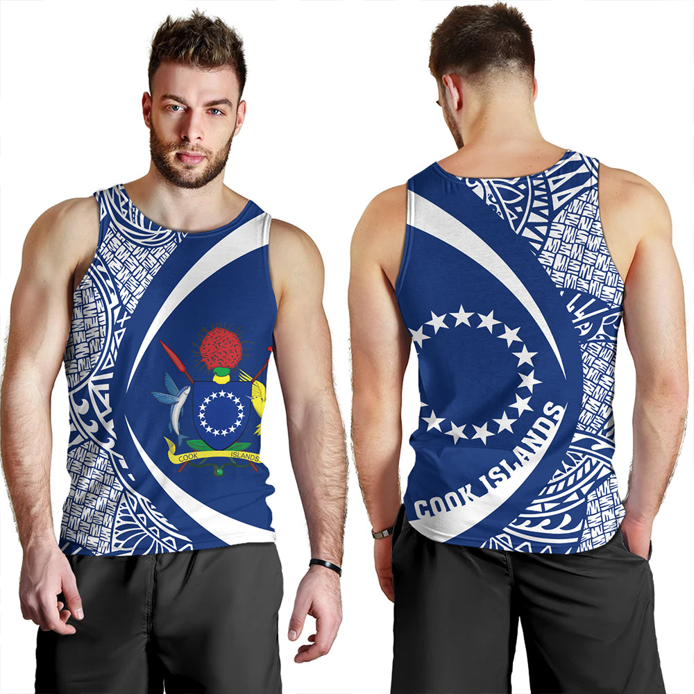 Cook Islands Tank Top Coat Of Arm Lauhala Circle