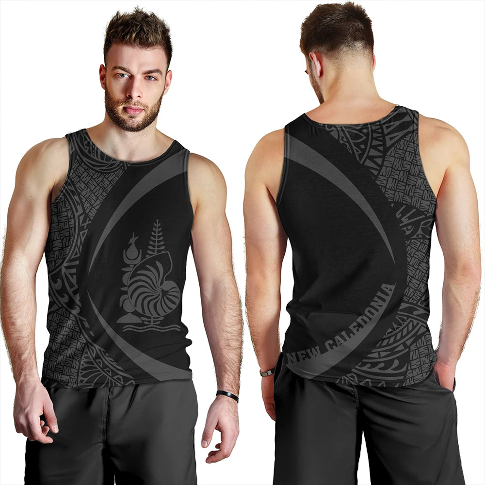 New Caledonia Tank Top Coat Of Arm Lauhala Gray Circle