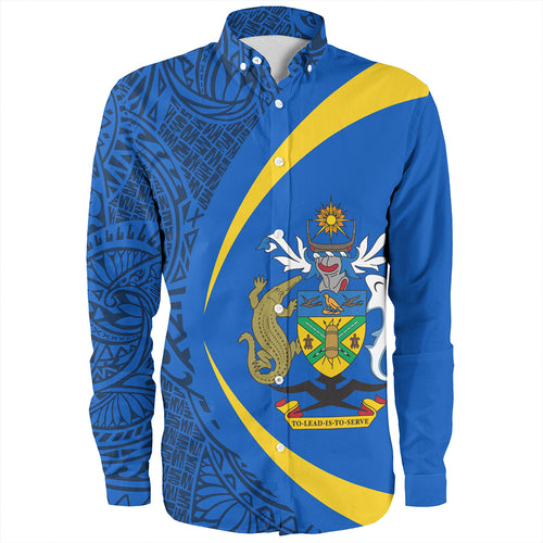 Solomon Islands Long Sleeve Shirt Coat Of Arm Lauhala Circle