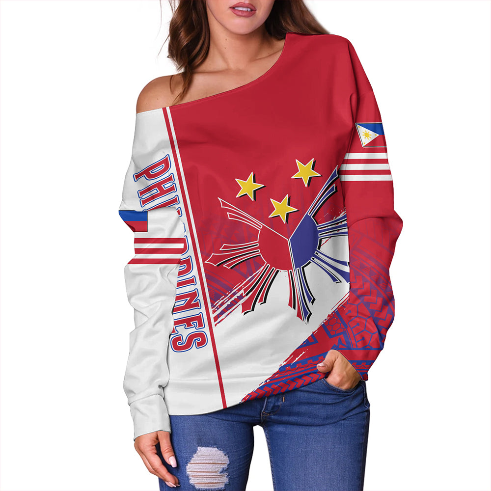 Philippines Off Shoulder Sweatshirt Sun Star Quartar Style