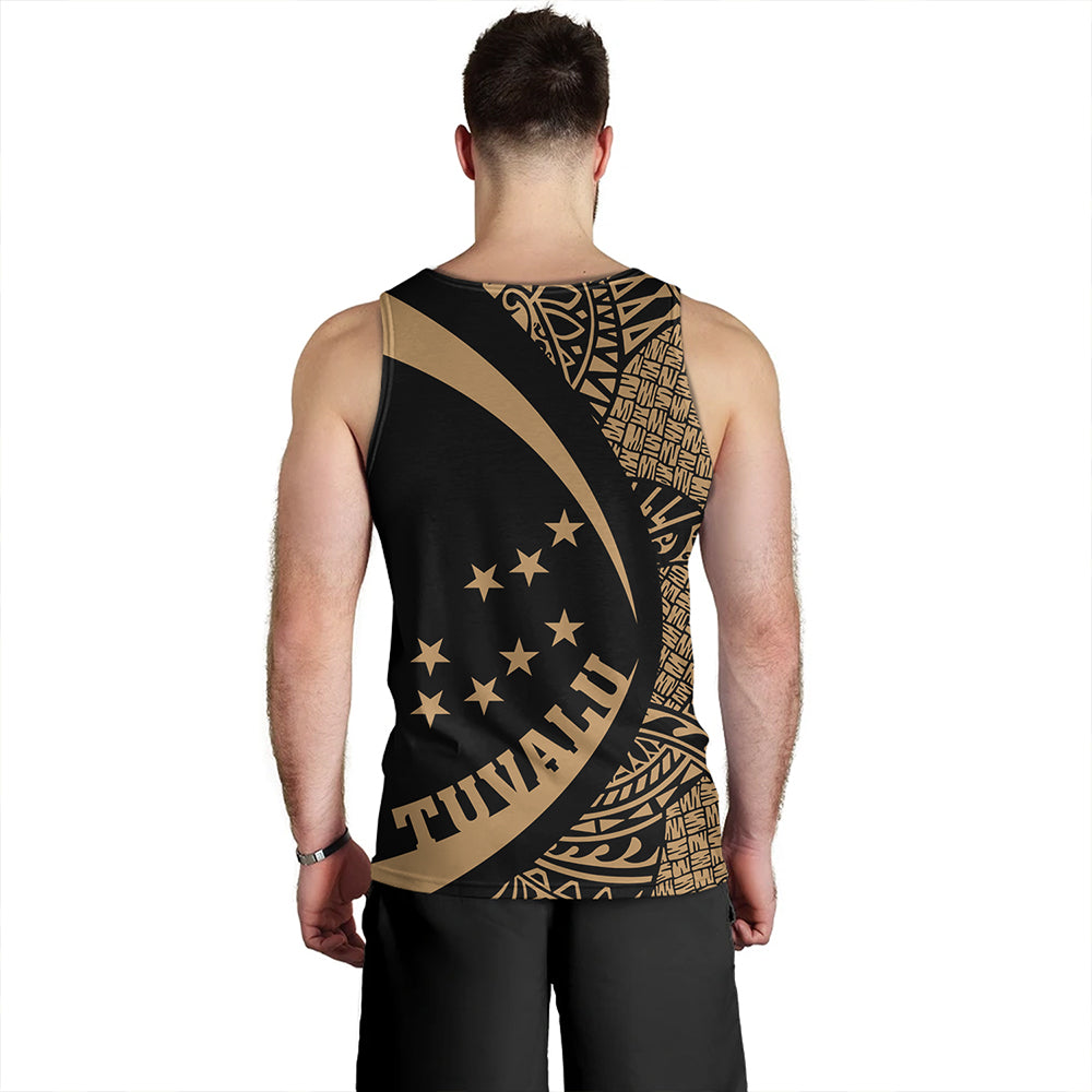 Tuvalu Tank Top Coat Of Arm Lauhala Gold Circle