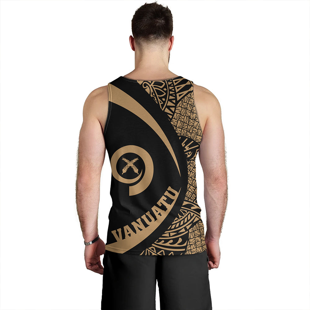 Vanuatu Tank Top Coat Of Arm Lauhala Gold Circle