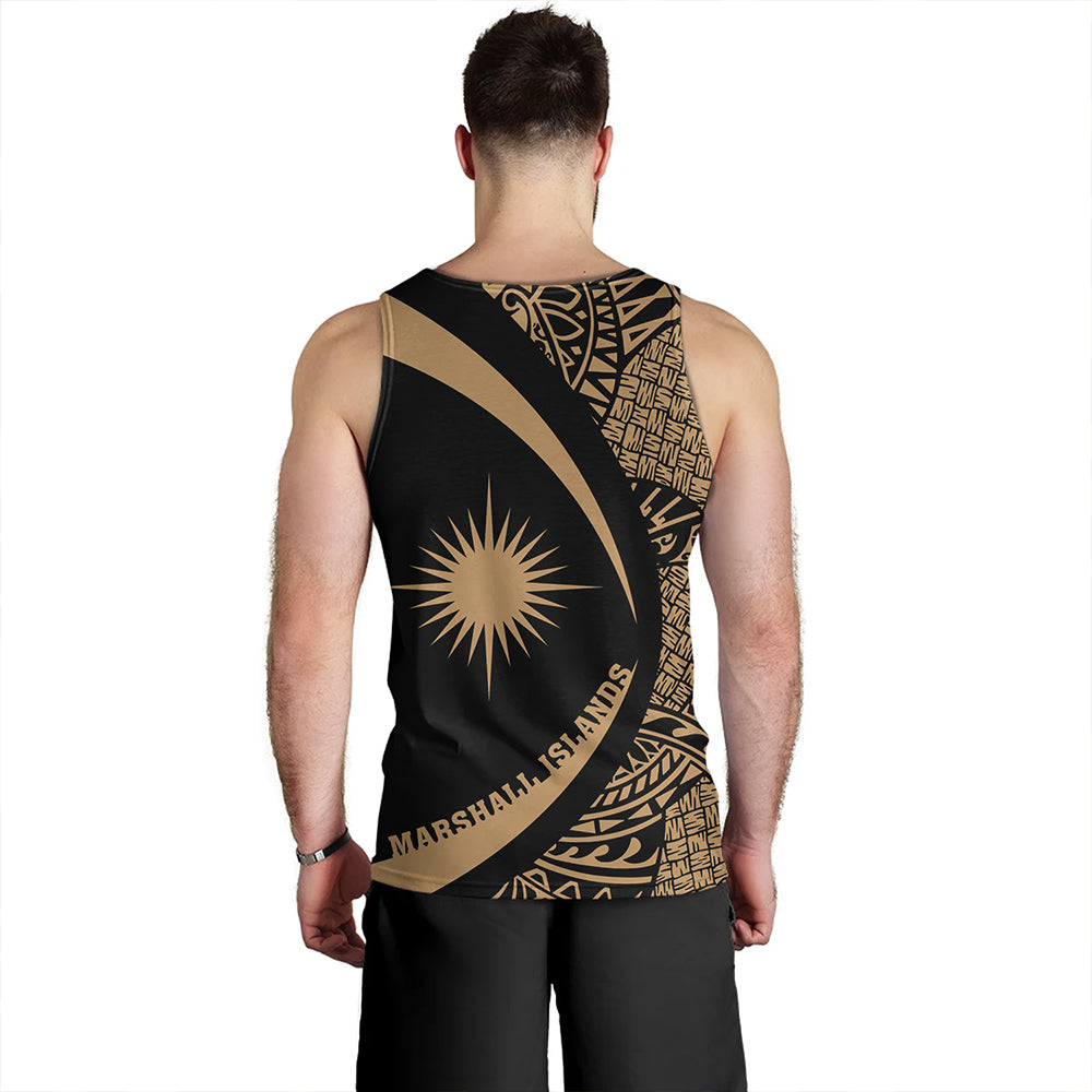 Marshall Islands Tank Top Coat Of Arm Lauhala Gold Circle