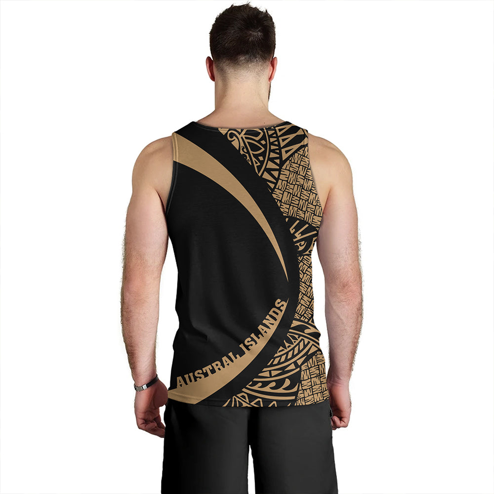 Austral Islands Tank Top Coat Of Arm Lauhala Gold Circle