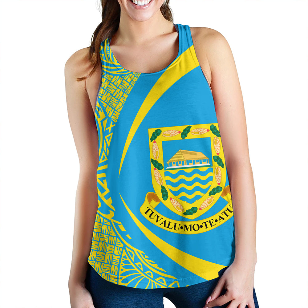 Tuvalu Women Tank Coat Of Arm Lauhala Circle