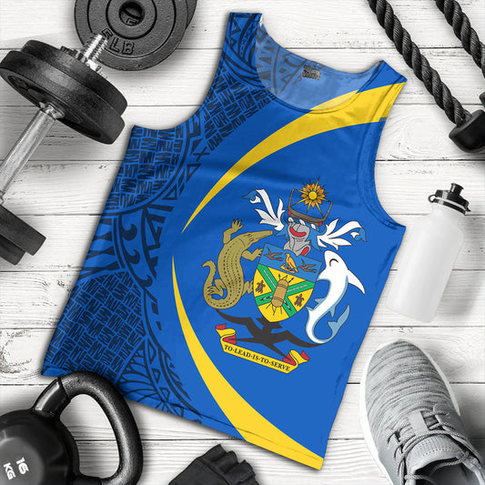 Solomon Islands Tank Top Coat Of Arm Lauhala Circle