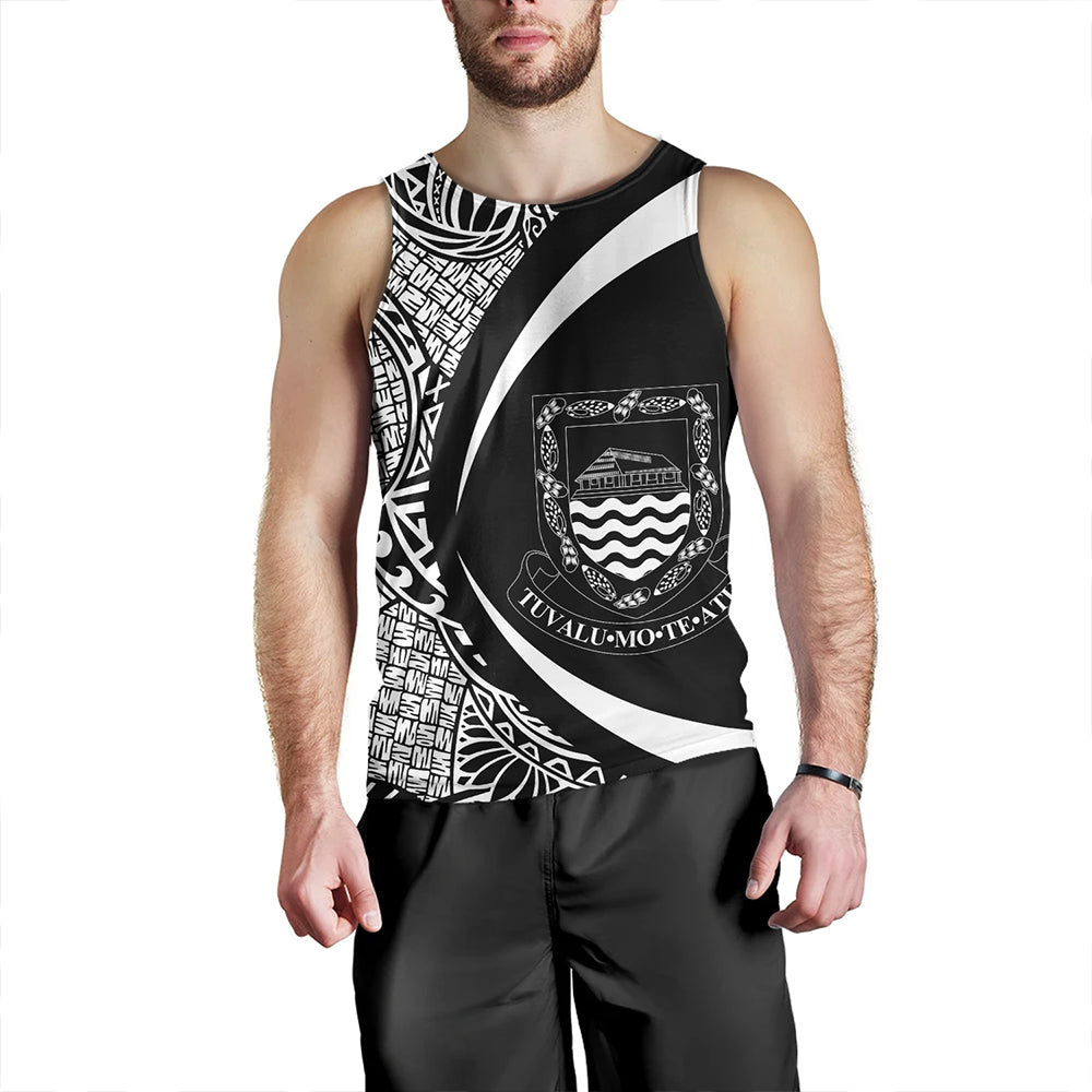 Tuvalu Tank Top Coat Of Arm Lauhala White Circle