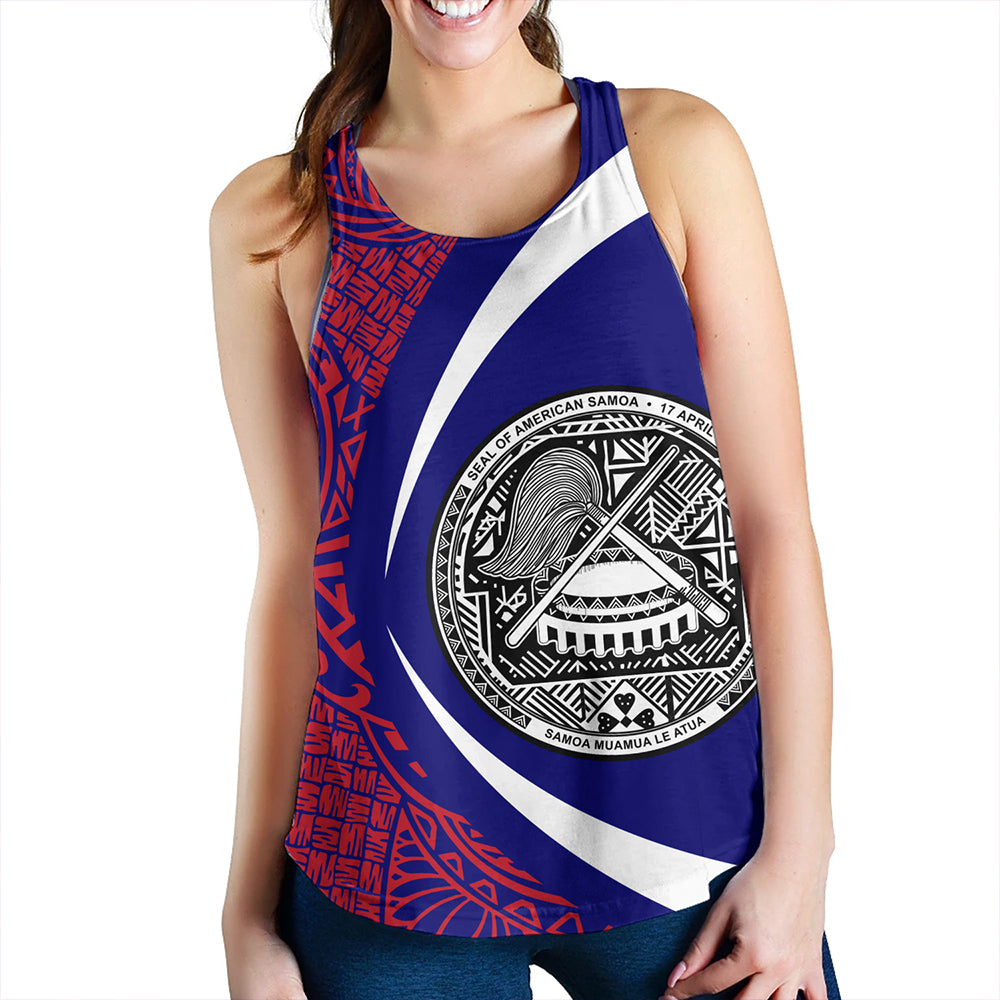 Samoa Women Tank American Samoa Coat Of Arm Lauhala Circle