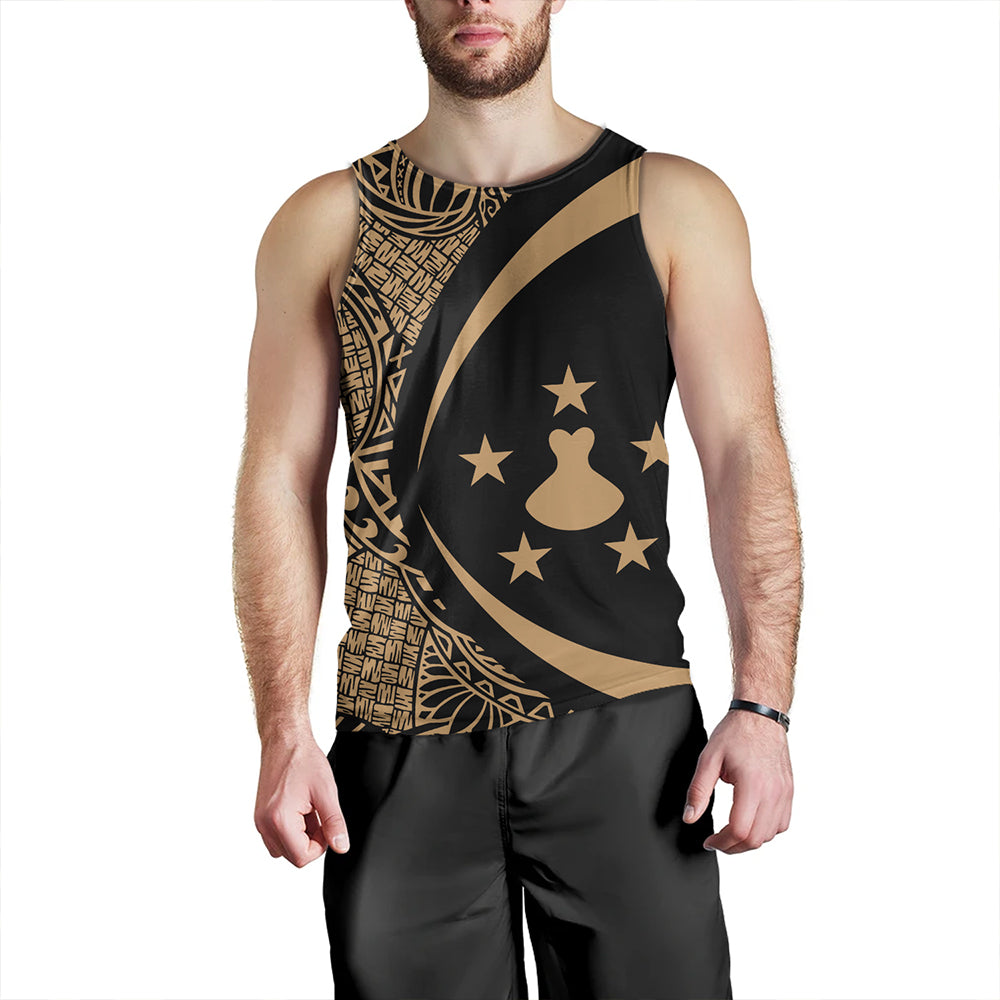 Austral Islands Tank Top Coat Of Arm Lauhala Gold Circle
