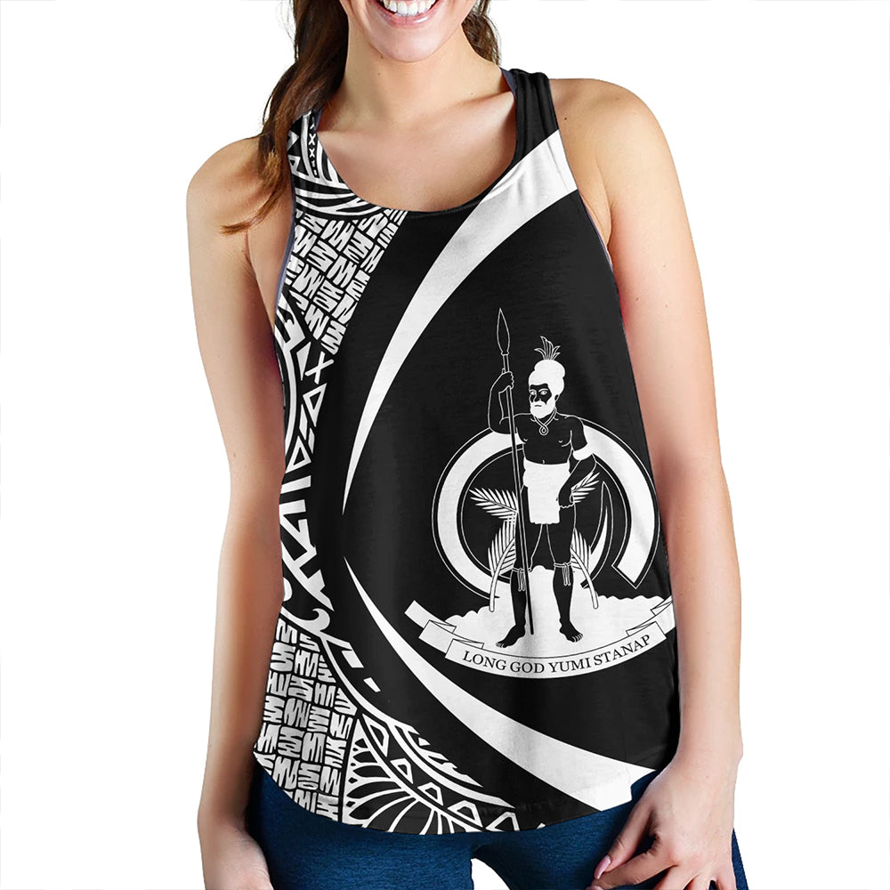Vanuatu Women Tank Coat Of Arm Lauhala White Circle