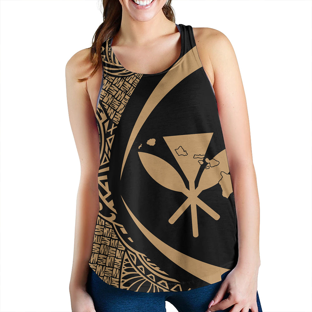 Hawaii Women Tank Kanaka Maoli Hawaiian Map Lauhala Circle