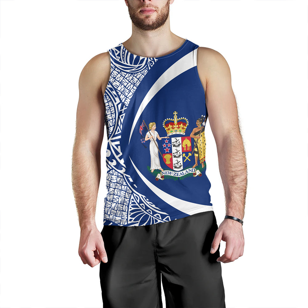 New Zealand Tank Top Coat Of Arm Lauhala White Circle