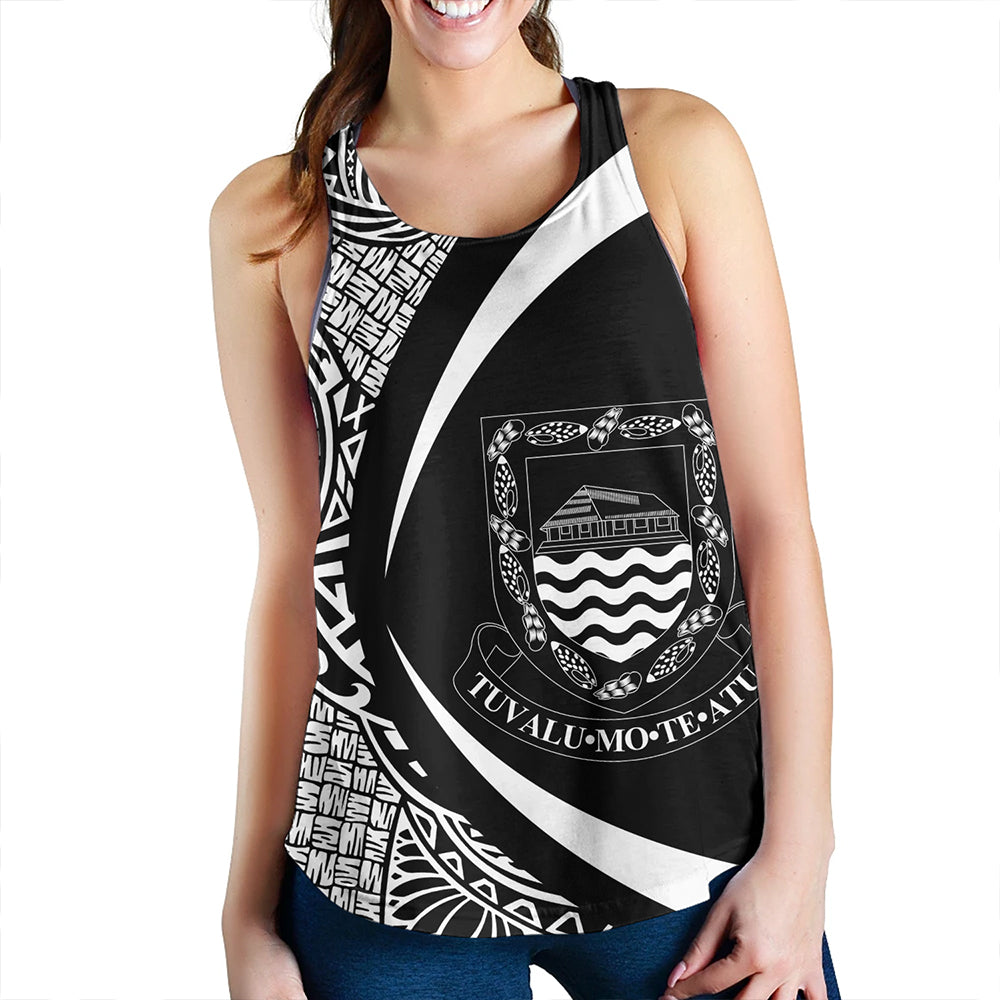 Tuvalu Women Tank Coat Of Arm Lauhala White Circle