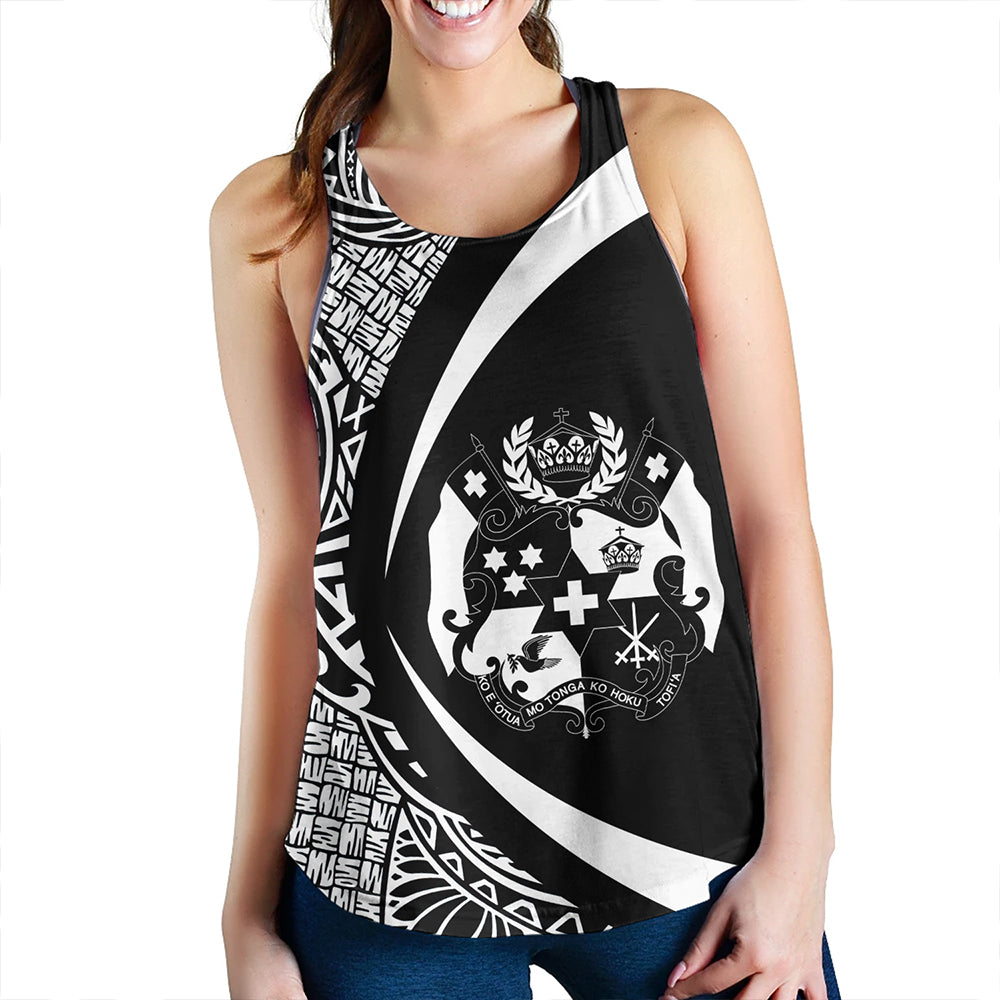 Tonga Women Tank Coat Of Arm Lauhala White Circle