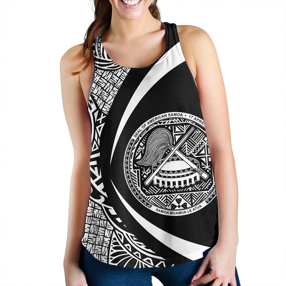 Samoa Women Tank American Samoa Coat Of Arm Lauhala White Circle