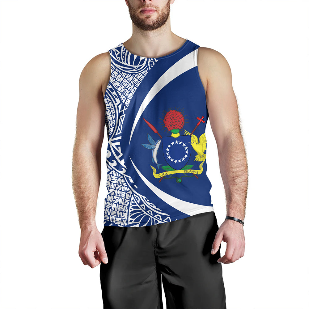 Cook Islands Tank Top Coat Of Arm Lauhala Circle