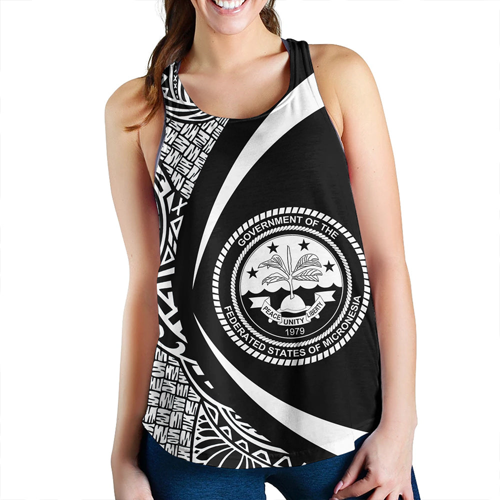 Federated States of Micronesia Women Tank Coat Of Arm Lauhala White Circle