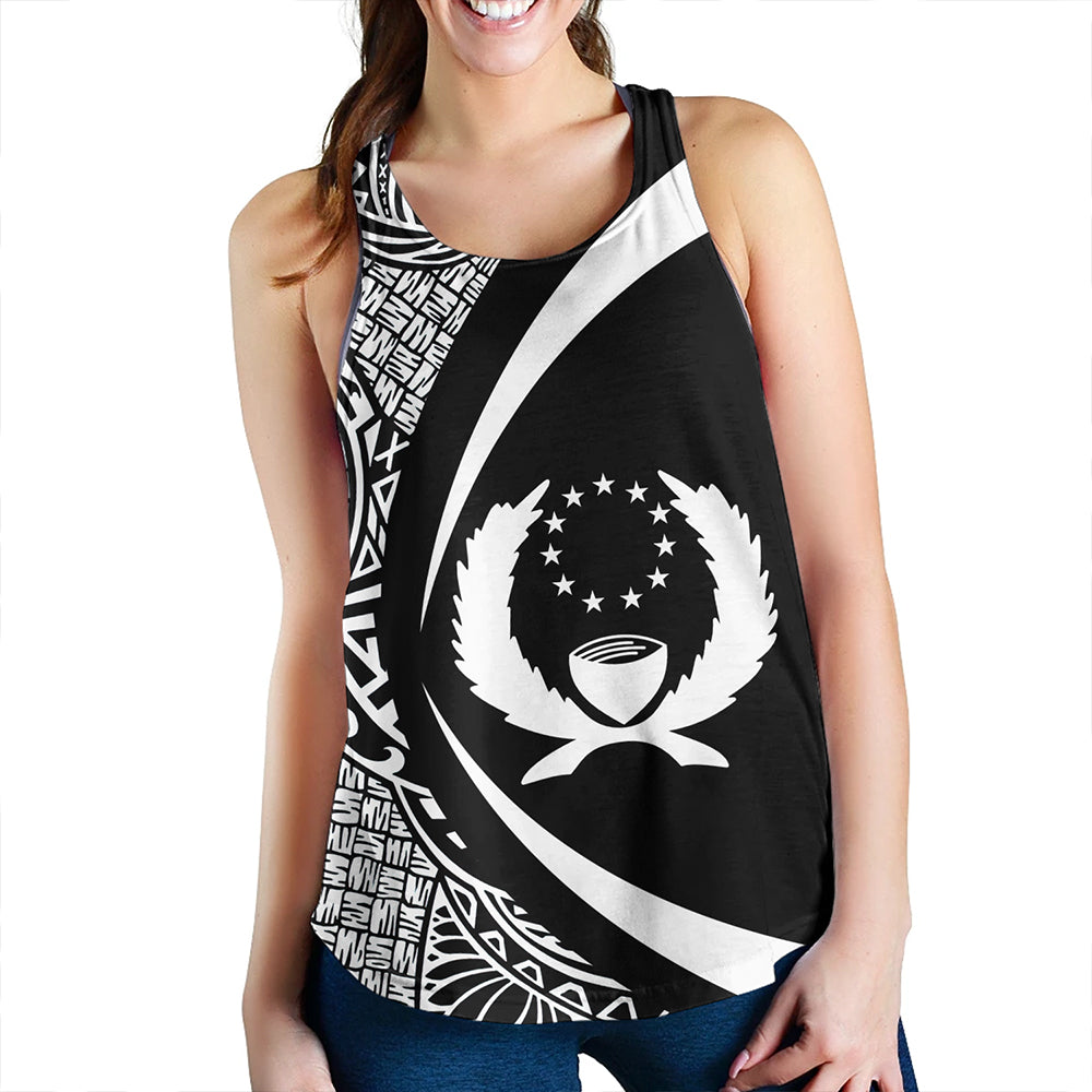 Pohnpei Women Tank Coat Of Arm Lauhala White Circle