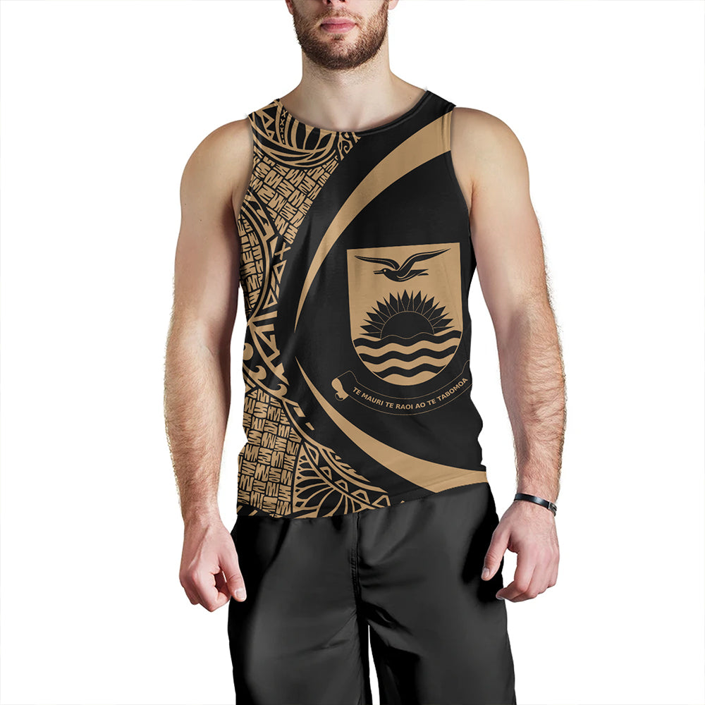 Kiribati Tank Top Coat Of Arm Lauhala Gold Circle