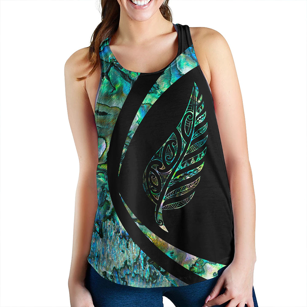 New Zealand Women Tank Silver Fern Papua Shell Circle