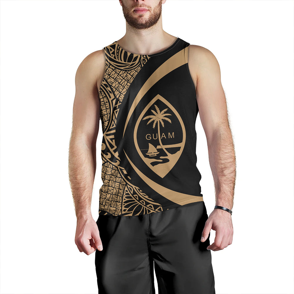 Guam Tank Top Coat Of Arm Lauhala Gold Circle