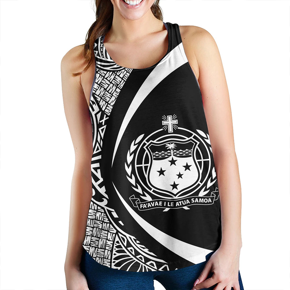 Samoa Women Tank Coat Of Arm Lauhala White Circle