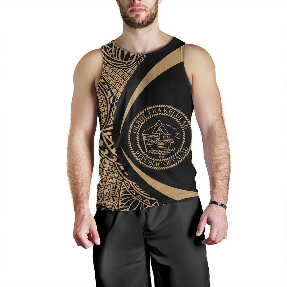 Palau Tank Top Coat Of Arm Lauhala Gold Circle
