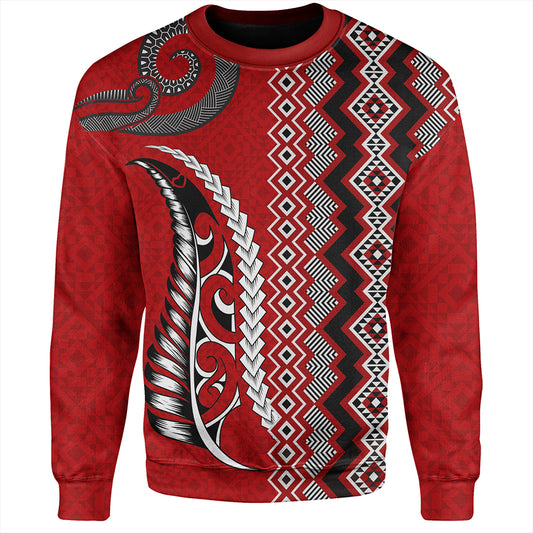 New Zealand Sweatshirt Maori Fabic Pattern Silvers Fern