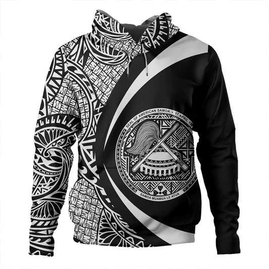 Samoa Hoodie American Samoa Coat Of Arm Lauhala White Circle