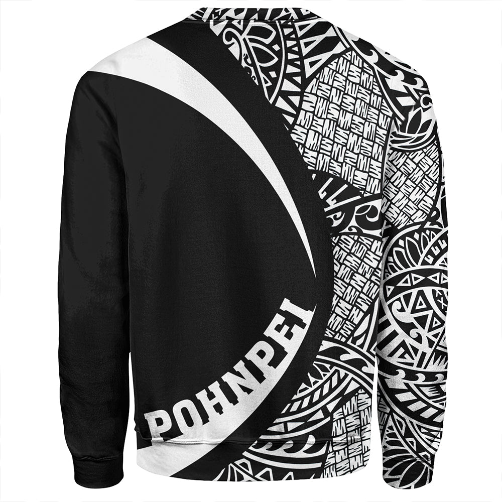 Pohnpei Sweatshirt Coat Of Arm Lauhala White Circle
