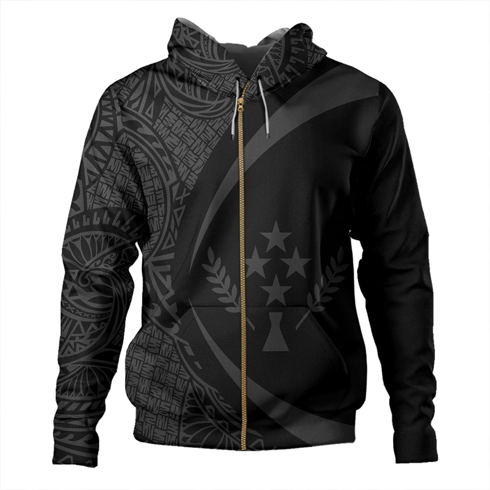 Kosrae Hoodie Coat Of Arm Lauhala Gray Circle